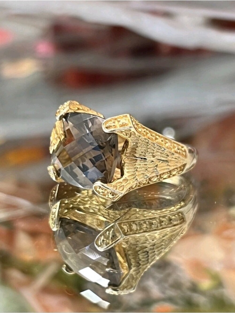 Breathtaking Rare Designer Signed Clyde Duneier Smoky Quartz Ring